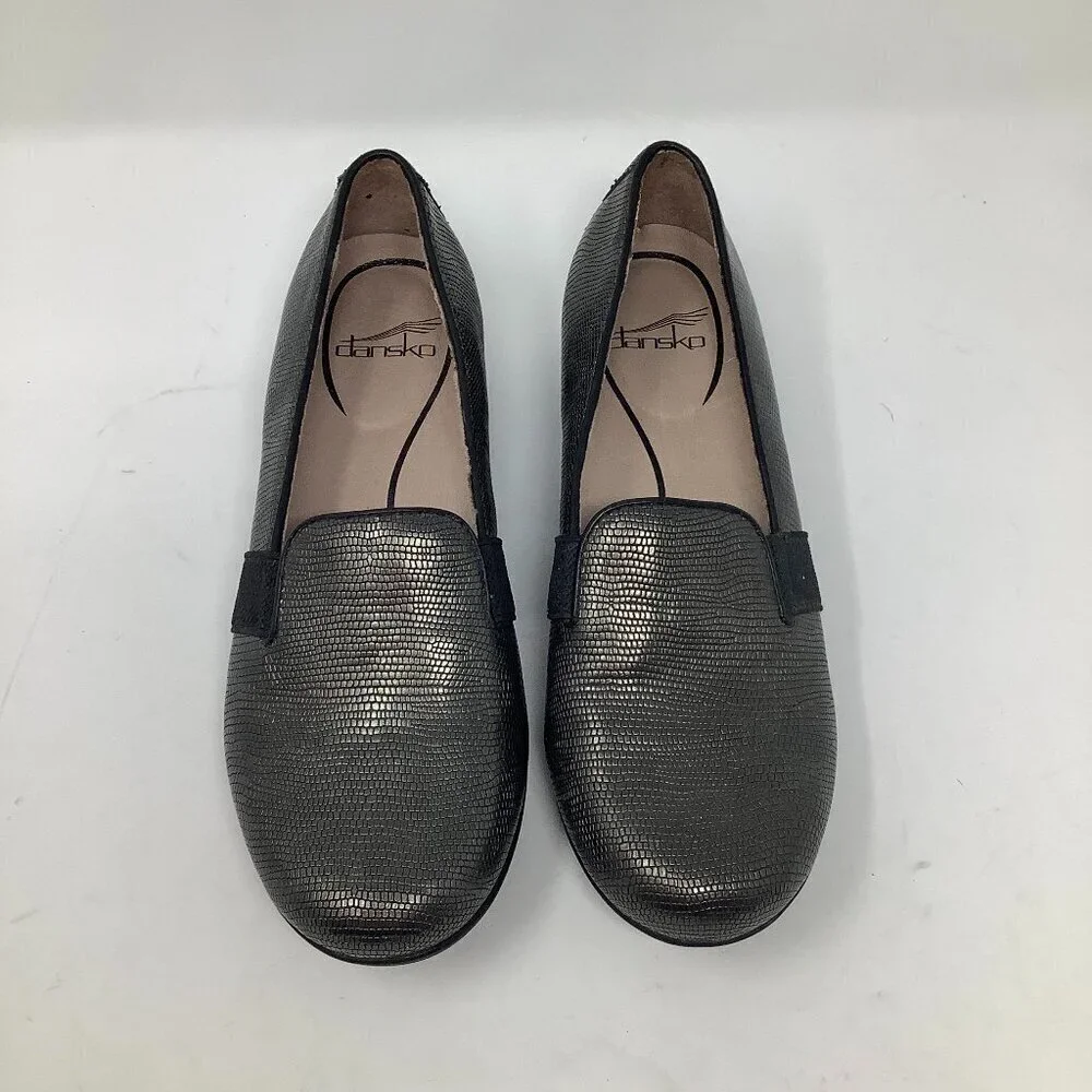 Dansko Addy loafers gold metallic 37 lizard leather black